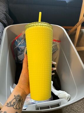 Starbucks Yellow Studded Tumbler with Straw